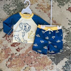 New Disney The Lion King Baby Boy Swim Set size 6 Months Rashguard & Swim Trunks
